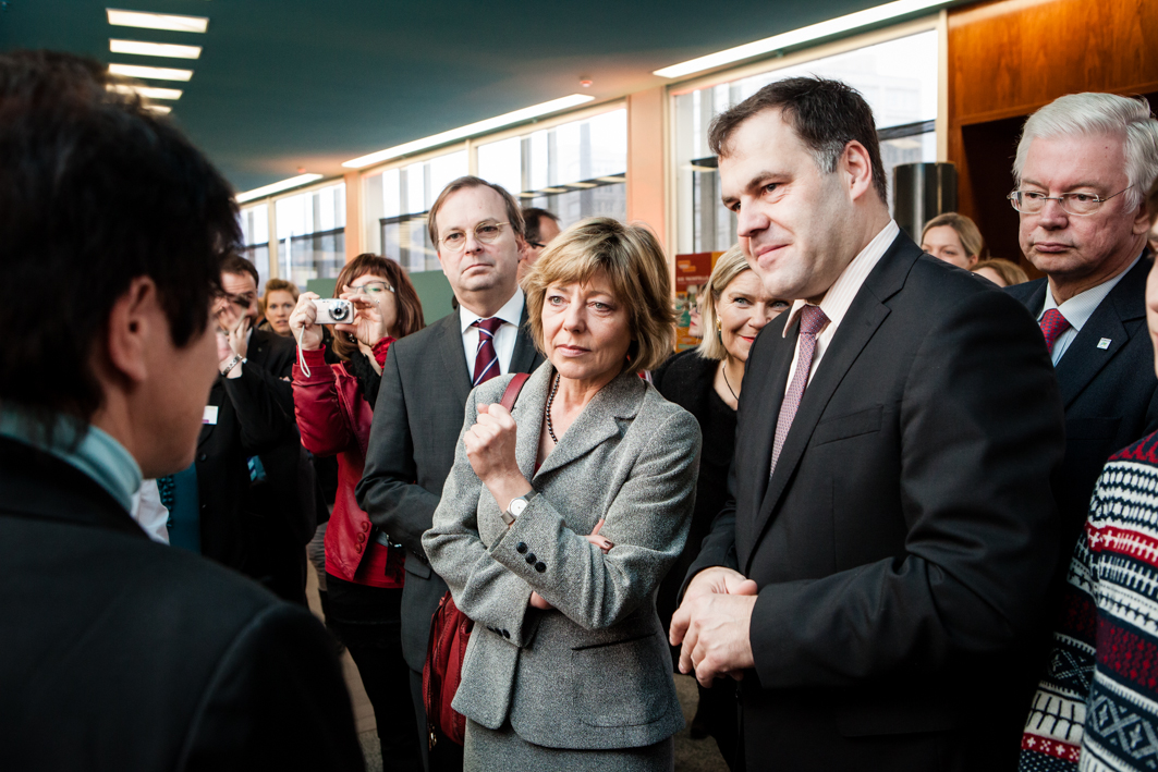 Rundgang auf dem Kongress: T. Rachel, D. Schadt, S. Dorgerloh, R. Koch